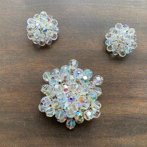 Vintage Clip on Earrings with matching Brooch